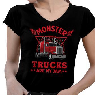 Monster Trucks Are My Jam Women V-Neck T-Shirt | Favorety