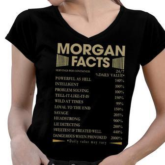 Morgan Name Gift Morgan Facts Women V-Neck T-Shirt - Seseable