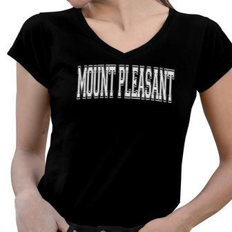 Mount Pleasant Wi Wisconsin Usa Vintage Sports Varsity Style Women V-Neck T-Shirt | Mazezy