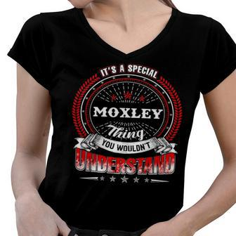 Moxley Shirt Family Crest Moxley T Shirt Moxley Clothing Moxley Tshirt Moxley Tshirt Gifts For The Moxley Women V-Neck T-Shirt - Seseable