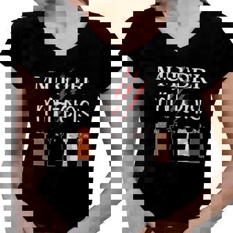 Murder Mittens Funny Cat Lover Meme Toebeans Paws And Claws Women V-Neck T-Shirt | Mazezy