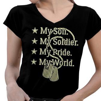 My Son Is A Soldier Hero Proud 707 Shirt Women V-Neck T-Shirt | Favorety