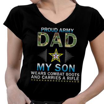 My Son Wears Combat Bootsproud Army 690 Shirt Women V-Neck T-Shirt | Favorety CA