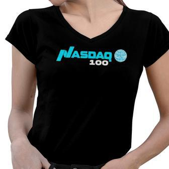 Nasdaq 100 Companies Women V-Neck T-Shirt | Mazezy
