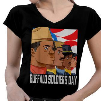 National Buffalo Soldiers Day July 28Th Patriotic Gift Women V-Neck T-Shirt - Seseable