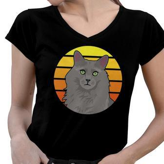 Nebelung Cat Lover Gift Women V-Neck T-Shirt | Mazezy
