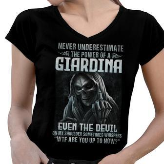 Never Underestimate The Power Of An Giardina Even The Devil V5 Women V-Neck T-Shirt - Seseable