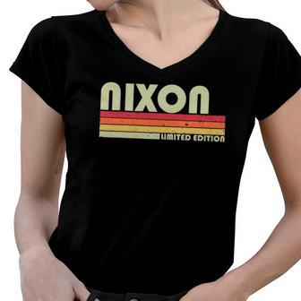 Nixon Gift Name Personalized Funny Retro Vintage Birthday Women V-Neck T-Shirt | Mazezy
