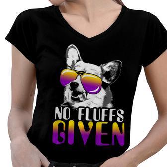 No Fluffs Given Corgi Sunglasses Pembroke Welsh Corgi Pwc Women V-Neck T-Shirt - Monsterry CA