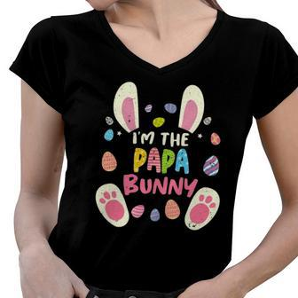 Papa Easter Matching Family Party Bunny Face Costume Women V-Neck T-Shirt | Mazezy