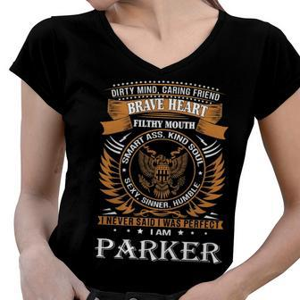 Parker Name Gift Parker Brave Heart Women V-Neck T-Shirt - Seseable