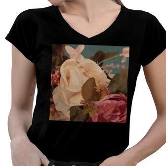 Pastel Roses Scandinavian Art Modern Art Minimalistic Blush Pink Women V-Neck T-Shirt | Favorety AU