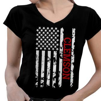 Patriotic Clemson City Women V-Neck T-Shirt - Seseable