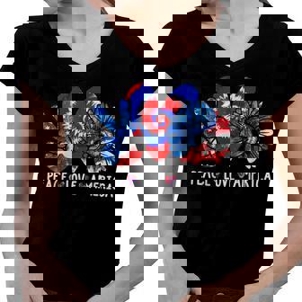 Peace Love America Sunflower Patriotic Tie Dye 4Th Of July Women V-Neck T-Shirt | Mazezy