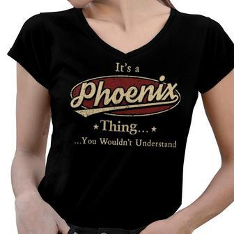 Phoenix Shirt Personalized Name Gifts T Shirt Name Print T Shirts Shirts With Name Phoenix Women V-Neck T-Shirt - Seseable