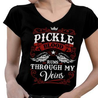 Pickle Name Shirt Pickle Family Name Women V-Neck T-Shirt - Monsterry UK