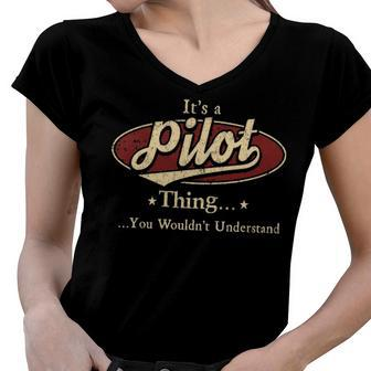 Pilot Shirt Personalized Name Gifts T Shirt Name Print T Shirts Shirts With Name Pilot Women V-Neck T-Shirt - Seseable