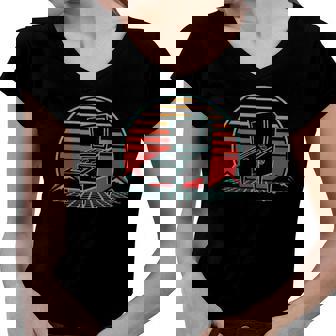 Pinball Machine Retro Vintage 80S Style Women V-Neck T-Shirt | Mazezy