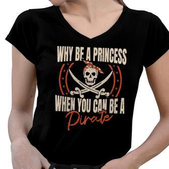 Pirate Freebooter Buccaneer Caribbean Adventure Pirate Women V-Neck T-Shirt | Mazezy