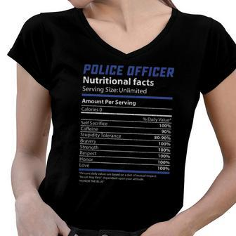 Police Officer Nutrition Facts Funny Cop Deputy Gift Women V-Neck T-Shirt | Mazezy