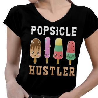 Popsicle Hustler Funny Popsicle Gift Popsicle Lover Women V-Neck T-Shirt - Monsterry DE