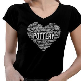 Pottery Heart Ceramist Earthenware Sculpting Handmade Gift Women V-Neck T-Shirt | Mazezy