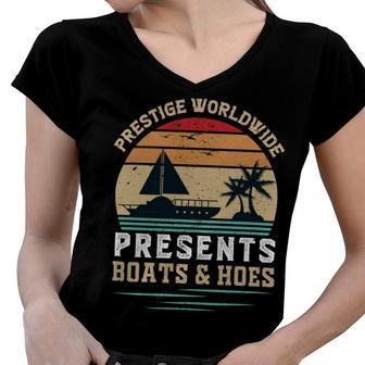 Prestigeworldwide Presentsboats Andhoes Vintage Funny Boating Boating Gifts Women V-Neck T-Shirt | Favorety AU