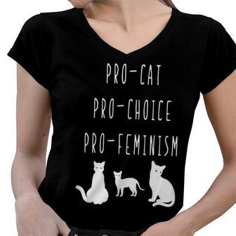 Pro Cat Pro Choice Pro Feminism Cat Lady Cat Mom Political Women V-Neck T-Shirt - Seseable