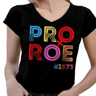 Pro Choice Pro Roe Vintage 1973 Mind Your Own Uterus Women V-Neck T-Shirt - Seseable