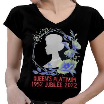 Queen Platinum Jubilee Women V-Neck T-Shirt | Favorety AU