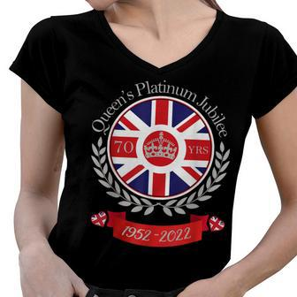 Queens Platinum Jubilee 1952 - 2022 Women V-Neck T-Shirt | Mazezy