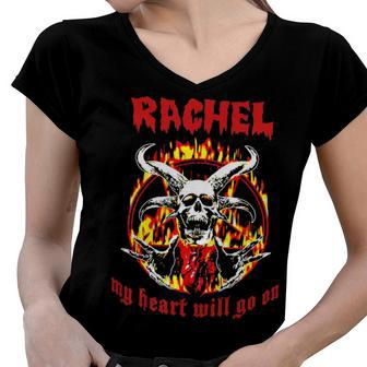 Rachel Name Gift Rachel Name Halloween Gift Women V-Neck T-Shirt - Seseable