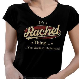 Rachel Shirt Personalized Name Gifts T Shirt Name Print T Shirts Shirts With Name Rachel Women V-Neck T-Shirt - Seseable