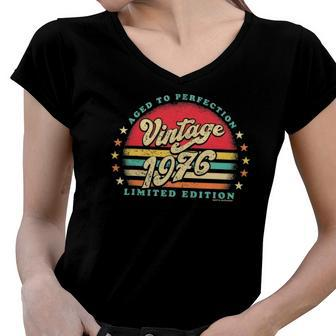 Retro 1976 Vintage 46Th Birthday Top Aged To Perfection Women V-Neck T-Shirt | Mazezy