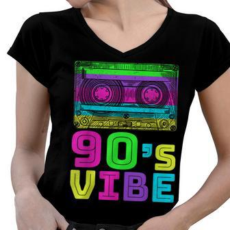 Retro Aesthetic Costume Party Outfit - 90S Vibe Women V-Neck T-Shirt | Mazezy