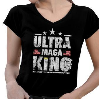 Retro Great Ultra Maga King Trump Biden Political Ultra Mega Proud Women V-Neck T-Shirt | Mazezy