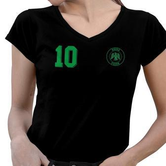 Retro Nigeria Football Jersey Nigerian Soccer Away Women V-Neck T-Shirt | Mazezy