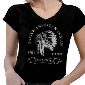 Sac And Fox Tribe Native American Indian Pride Respect Darke Women V-Neck T-Shirt | Mazezy