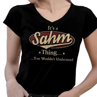 Sahm Shirt Personalized Name Gifts T Shirt Name Print T Shirts Shirts With Name Sahm Women V-Neck T-Shirt - Seseable