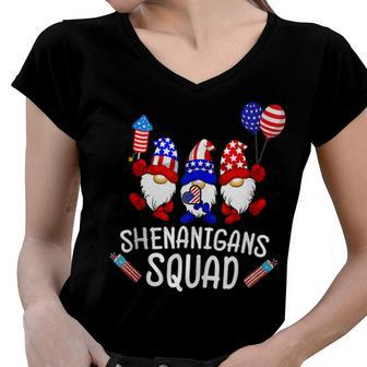 Shenanigans Squad 4Th Of July Gnomes Usa Independence Day V2 Women V-Neck T-Shirt - Seseable
