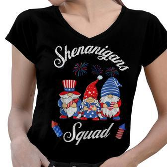 Shenanigans Squad 4Th Of July Gnomes Usa Independence Day V4 Women V-Neck T-Shirt - Seseable