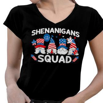 Shenanigans Squad 4Th Of July Gnomes Usa Independence Day V5 Women V-Neck T-Shirt - Seseable