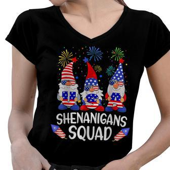 Shenanigans Squad 4Th Of July Gnomes Usa Independence Day V6 Women V-Neck T-Shirt - Seseable
