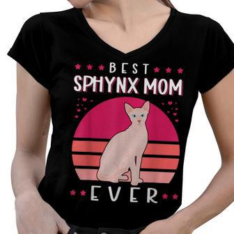 Sphynx Mom Cat Mom Sphinx Hairless Cat Owner Sphynx Cat V3 Women V-Neck T-Shirt - Seseable
