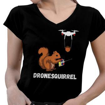Squirrel Drone Pilot Quadcopter Operators Rodent Fpv Drones Women V-Neck T-Shirt | Mazezy