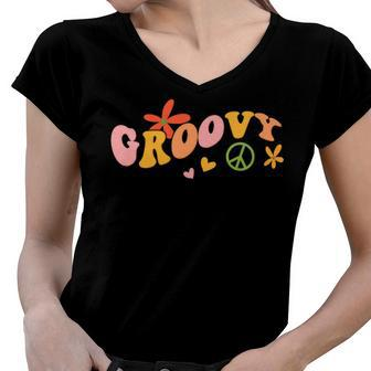 Stay Groovy Hippie V3 Women V-Neck T-Shirt - Seseable
