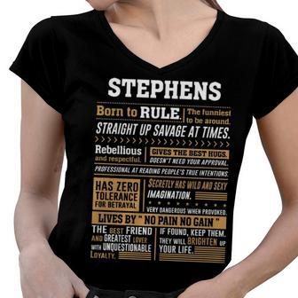 Stephens Name Gift Stephens Born To Rule Women V-Neck T-Shirt - Seseable