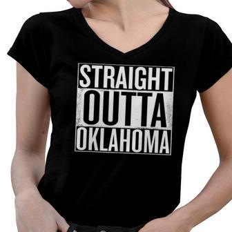 Straight Outta Oklahoma United States Women V-Neck T-Shirt | Mazezy
