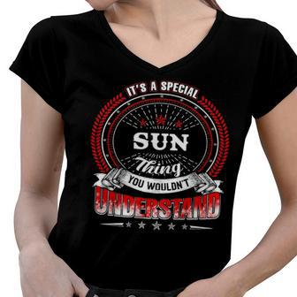 Sun Shirt Family Crest Sun T Shirt Sun Clothing Sun Tshirt Sun Tshirt Gifts For The Sun Women V-Neck T-Shirt - Seseable