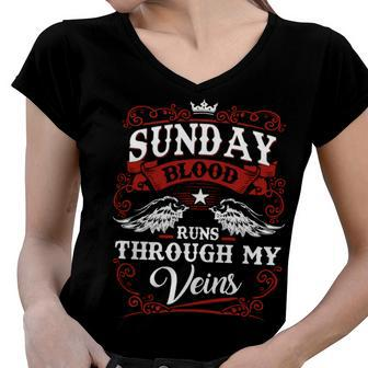 Sunday Name Shirt Sunday Family Name Women V-Neck T-Shirt - Monsterry AU